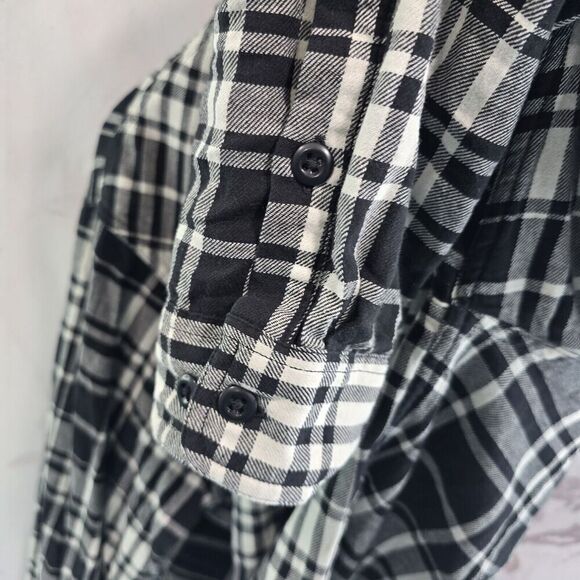 Filson Shirt Mens Large Black White Plaid Button Up Long Flannel Lightweight - Picture 8 of 12